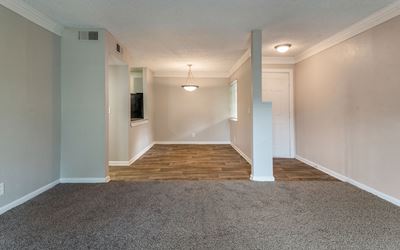 Living room and dining area at Carrington Apartments in Hendersonville TN March 2021 2